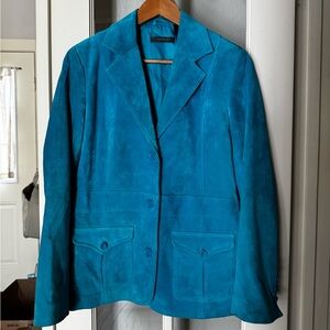 Vintage Liz Claiborne Blue Suede Jacket, Size M